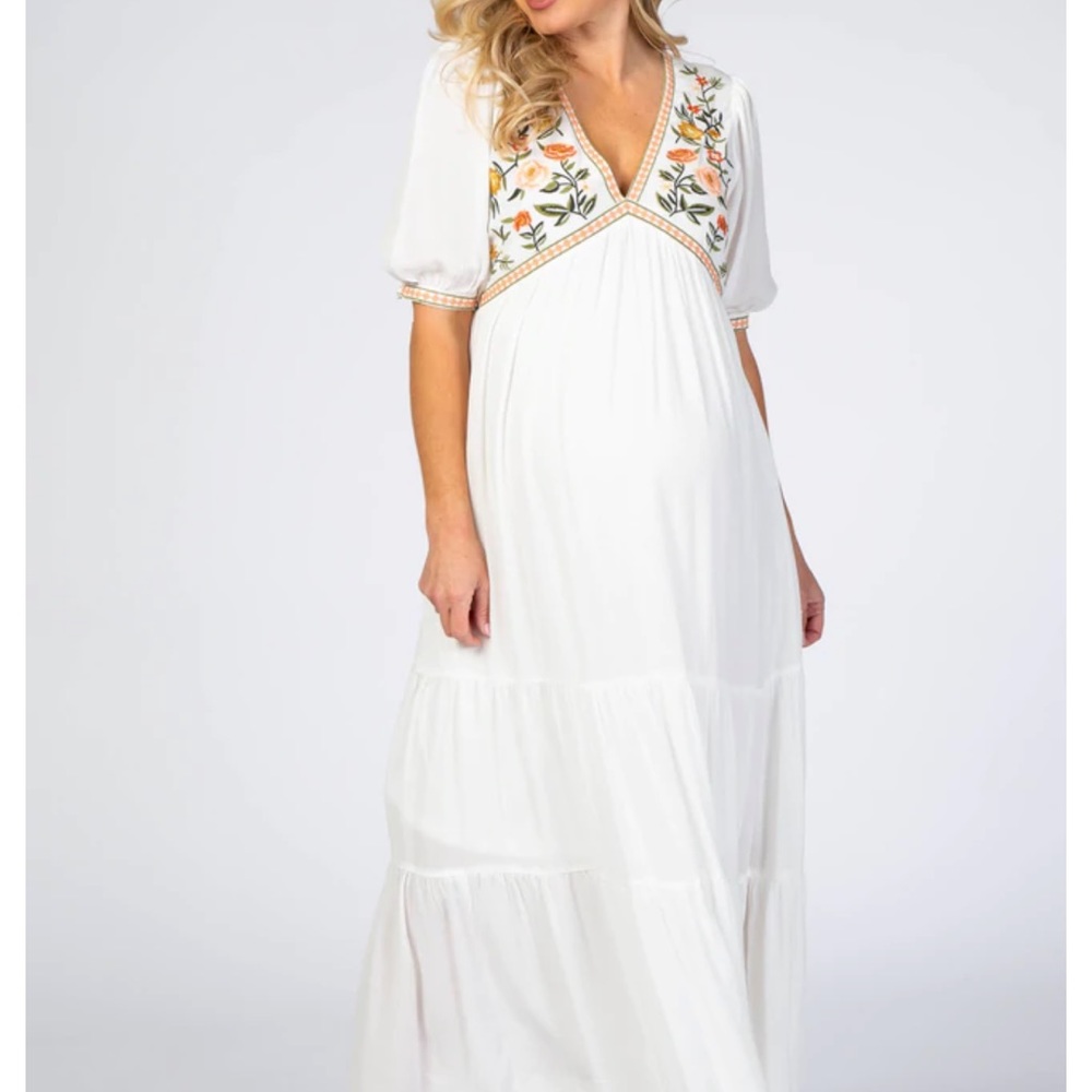 In Loom White Floral Maternity dress